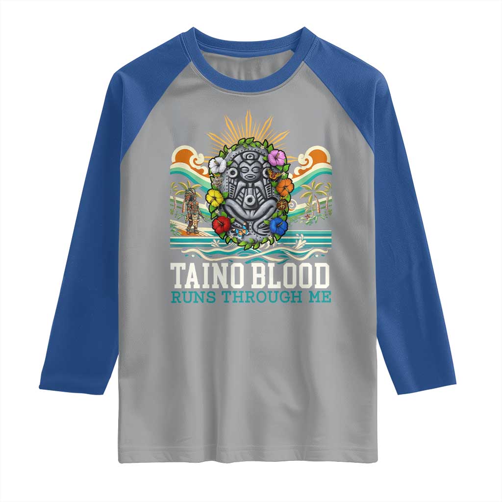 Indigenous Taino Warrior Puerto Rico Carribbean Culture Raglan Shirt Taino Blood Runs Through Me TS14 Sport Gray Royal Print Your Wear