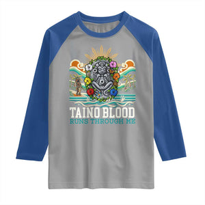 Indigenous Taino Warrior Puerto Rico Carribbean Culture Raglan Shirt Taino Blood Runs Through Me TS14 Sport Gray Royal Print Your Wear