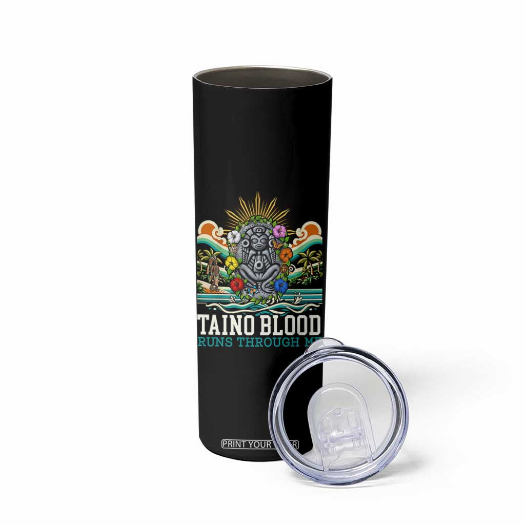 Indigenous Taino Warrior Puerto Rico Carribbean Culture Skinny Tumbler Taino Blood Runs Through Me TS14 Print Your Wear
