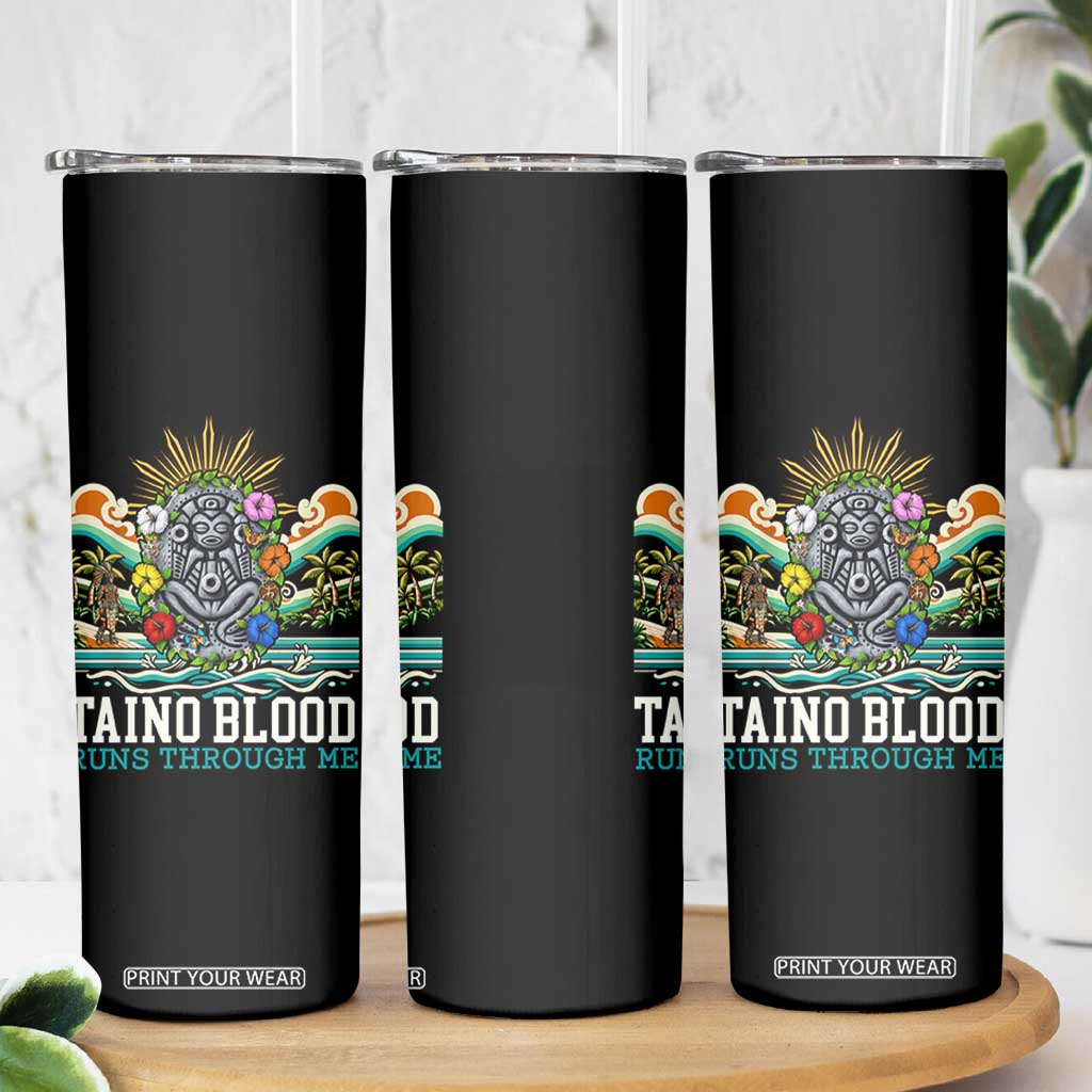 Indigenous Taino Warrior Puerto Rico Carribbean Culture Skinny Tumbler Taino Blood Runs Through Me TS14 Print Your Wear