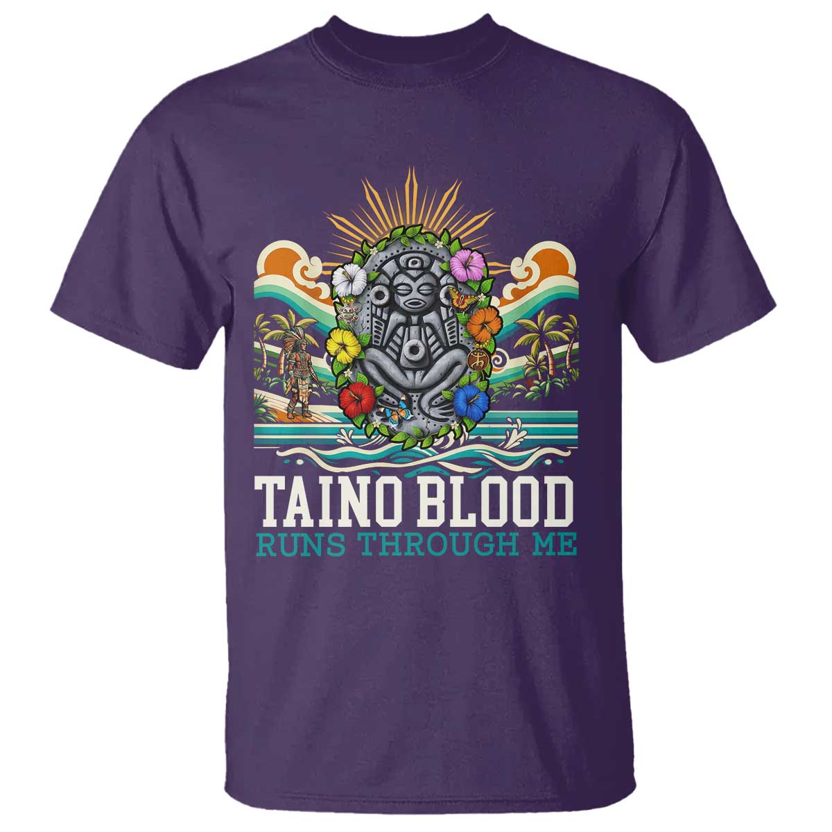 Indigenous Taino Warrior Puerto Rico Carribbean Culture T Shirt Taino Blood Runs Through Me TS14 Purple Print Your Wear