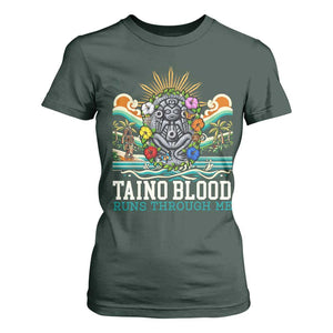 Indigenous Taino Warrior Puerto Rico Carribbean Culture T Shirt For Women Taino Blood Runs Through Me TS14 Dark Forest Green Print Your Wear