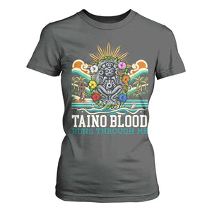 Indigenous Taino Warrior Puerto Rico Carribbean Culture T Shirt For Women Taino Blood Runs Through Me TS14 Dark Heather Print Your Wear