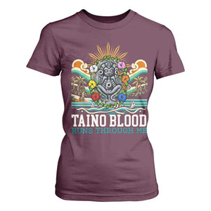 Indigenous Taino Warrior Puerto Rico Carribbean Culture T Shirt For Women Taino Blood Runs Through Me TS14 Maroon Print Your Wear