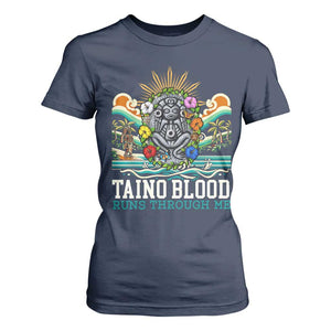 Indigenous Taino Warrior Puerto Rico Carribbean Culture T Shirt For Women Taino Blood Runs Through Me TS14 Navy Print Your Wear