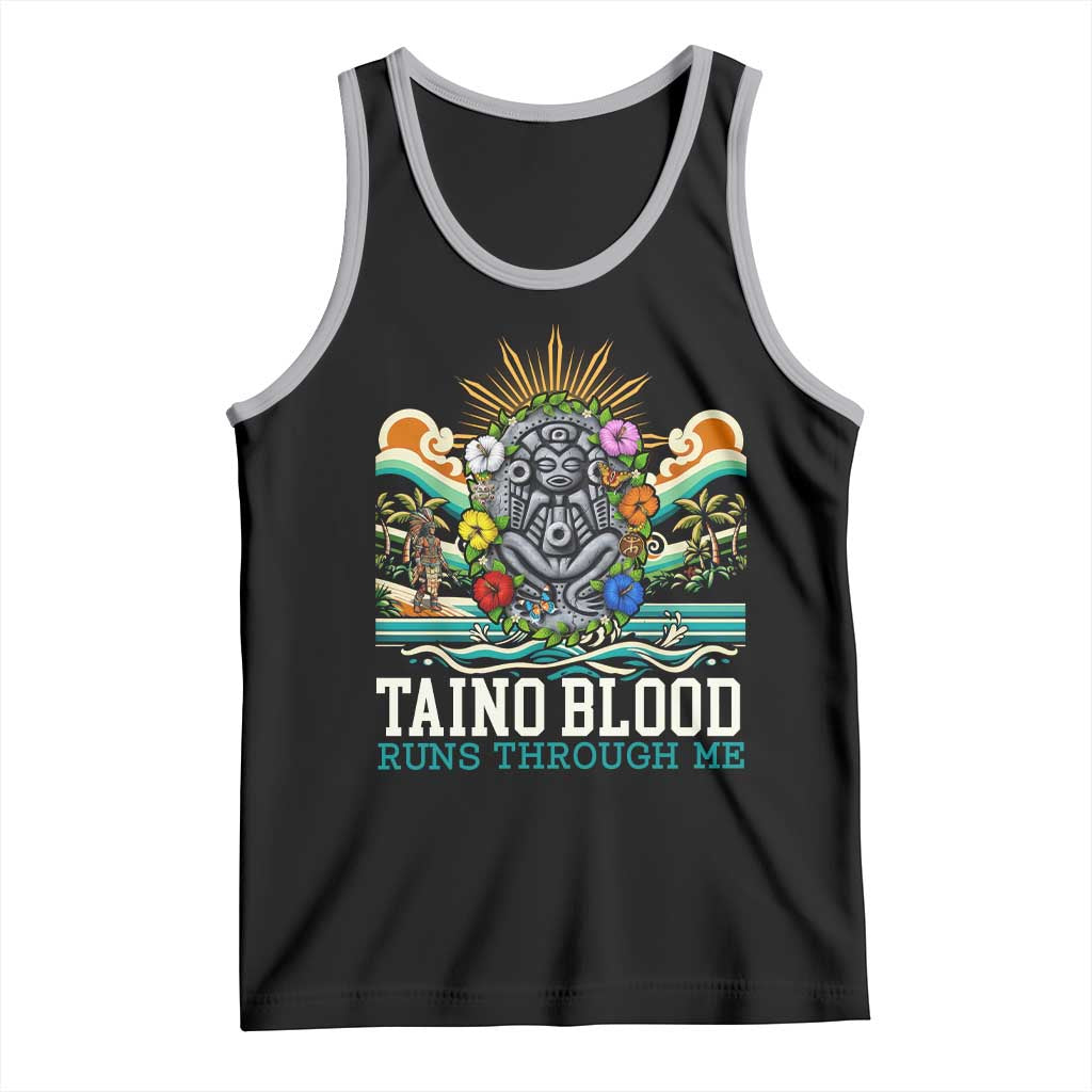 Indigenous Taino Warrior Puerto Rico Carribbean Culture Tank Top Taino Blood Runs Through Me TS14 Black Athletic Heather Print Your Wear