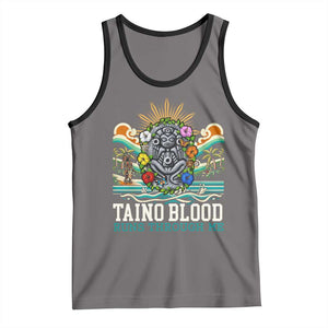 Indigenous Taino Warrior Puerto Rico Carribbean Culture Tank Top Taino Blood Runs Through Me TS14 Deep Heather Black Print Your Wear