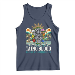 Indigenous Taino Warrior Puerto Rico Carribbean Culture Tank Top Taino Blood Runs Through Me TS14 Navy Print Your Wear