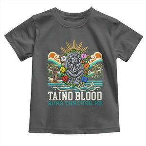 Indigenous Taino Warrior Puerto Rico Carribbean Culture Toddler T Shirt Taino Blood Runs Through Me TS14 Dark Heather Print Your Wear