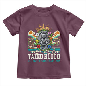 Indigenous Taino Warrior Puerto Rico Carribbean Culture Toddler T Shirt Taino Blood Runs Through Me TS14 Maroon Print Your Wear