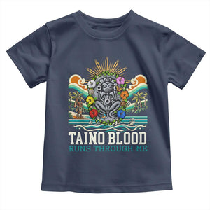 Indigenous Taino Warrior Puerto Rico Carribbean Culture Toddler T Shirt Taino Blood Runs Through Me TS14 Navy Print Your Wear