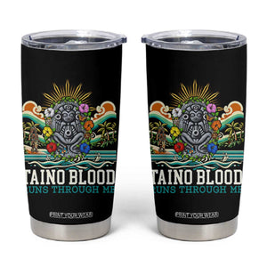 Indigenous Taino Warrior Puerto Rico Carribbean Culture Tumbler Cup Taino Blood Runs Through Me TS14 Black Print Your Wear