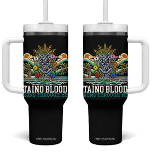 Indigenous Taino Warrior Puerto Rico Carribbean Culture Tumbler With Handle Taino Blood Runs Through Me TS14 One Size: 40 oz Black Print Your Wear