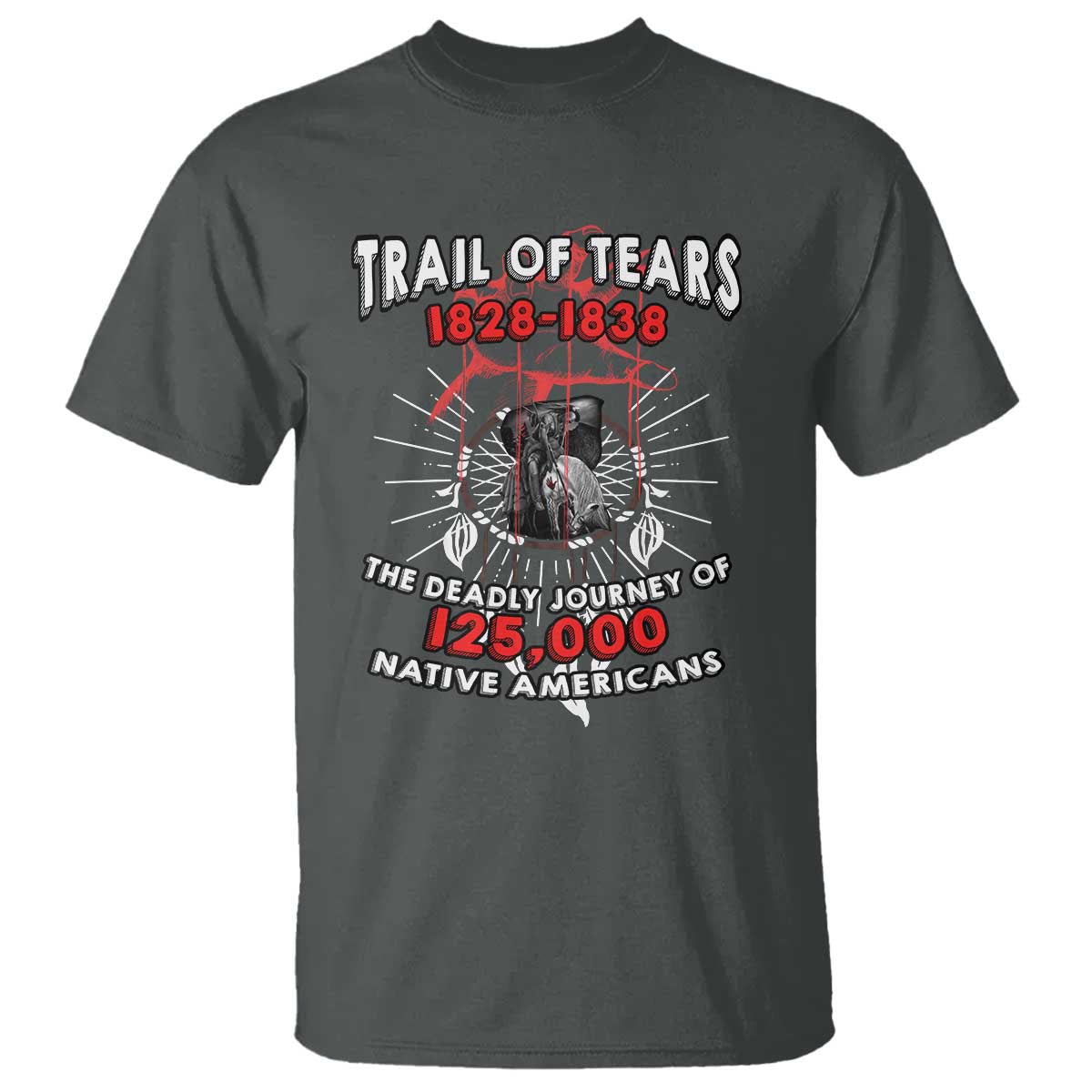 Native American Trail Of Tears Deadly Journey T Shirt TS14 Dark Heather Print Your Wear