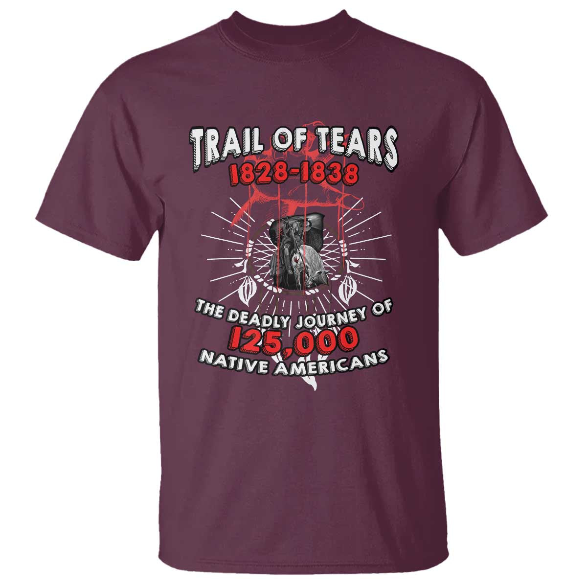 Native American Trail Of Tears Deadly Journey T Shirt TS14 Maroon Print Your Wear