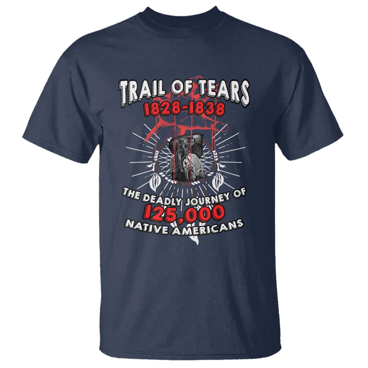 Native American Trail Of Tears Deadly Journey T Shirt TS14 Navy Print Your Wear