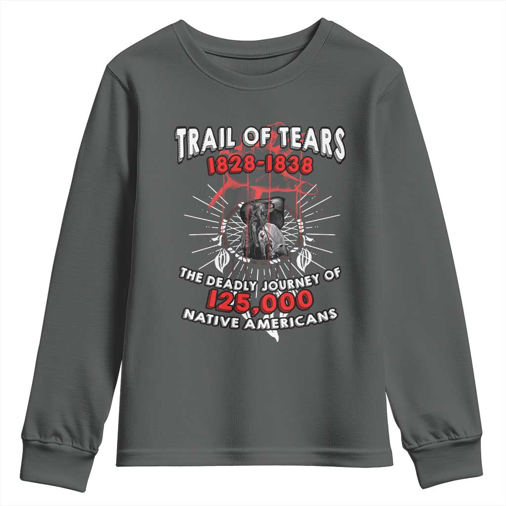 Native American Trail Of Tears Deadly Journey Youth Sweatshirt TS14 Dark Heather Print Your Wear