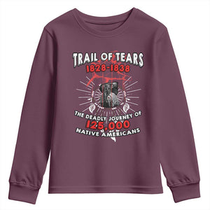 Native American Trail Of Tears Deadly Journey Youth Sweatshirt TS14 Maroon Print Your Wear