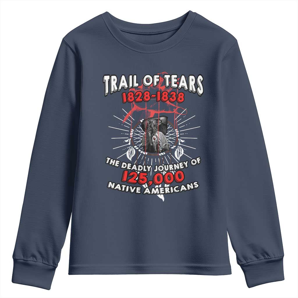 Native American Trail Of Tears Deadly Journey Youth Sweatshirt TS14 Navy Print Your Wear