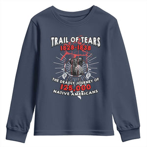 Native American Trail Of Tears Deadly Journey Youth Sweatshirt TS14 Navy Print Your Wear