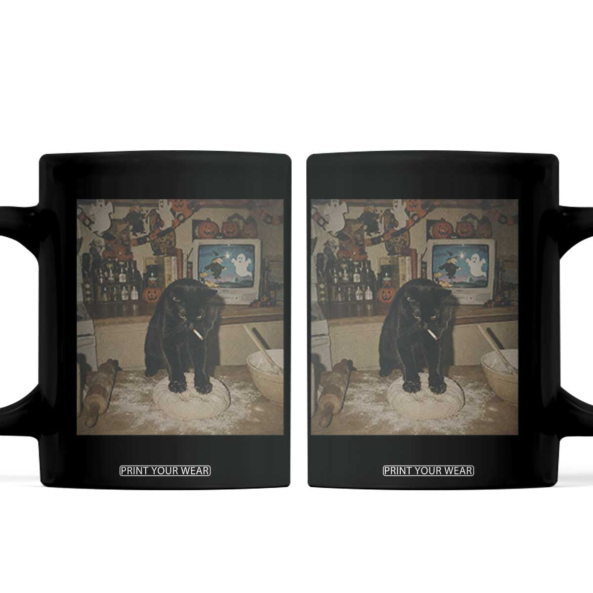 Spooky Biscuits Bakery Coffee Mug Funny Black Cat Halloween Gift