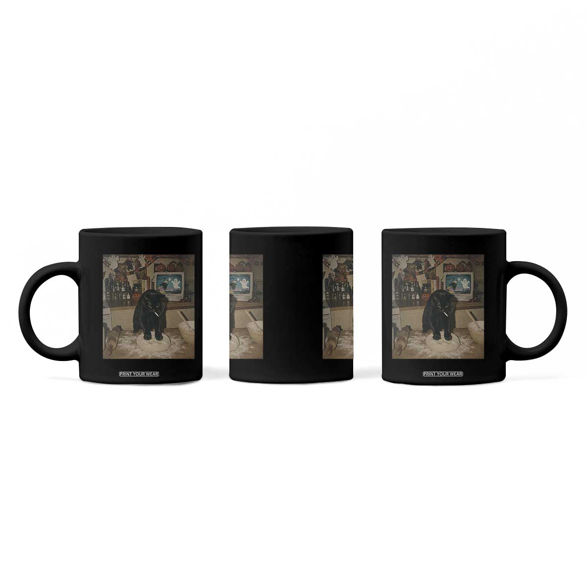 Spooky Biscuits Bakery Coffee Mug Funny Black Cat Halloween Gift
