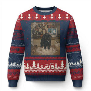 Spooky Biscuits Bakery Ugly Christmas Sweater Funny Black Cat Halloween Gift