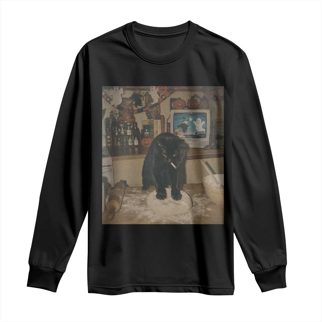 Spooky Biscuits Bakery Long Sleeve Shirt Funny Black Cat Halloween Gift TS14 Black Print Your Wear