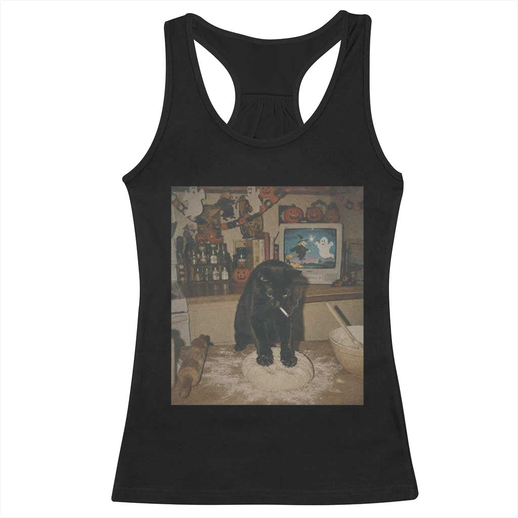 Spooky Biscuits Bakery Racerback Tank Top Funny Black Cat Halloween Gift TS14 Black Print Your Wear
