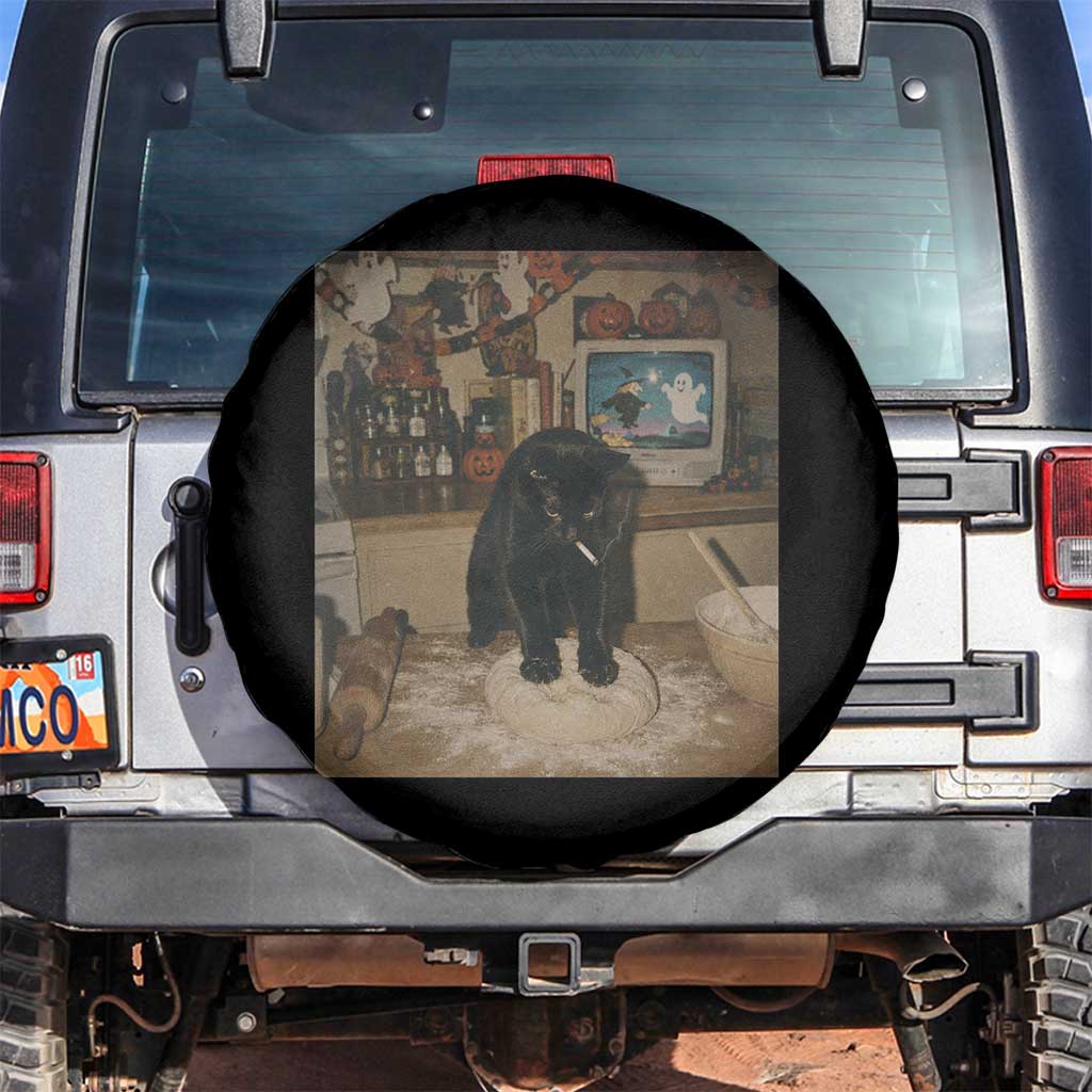 Spooky Biscuits Bakery Spare Tire Cover Funny Black Cat Halloween Gift TS14 No hole Black Print Your Wear