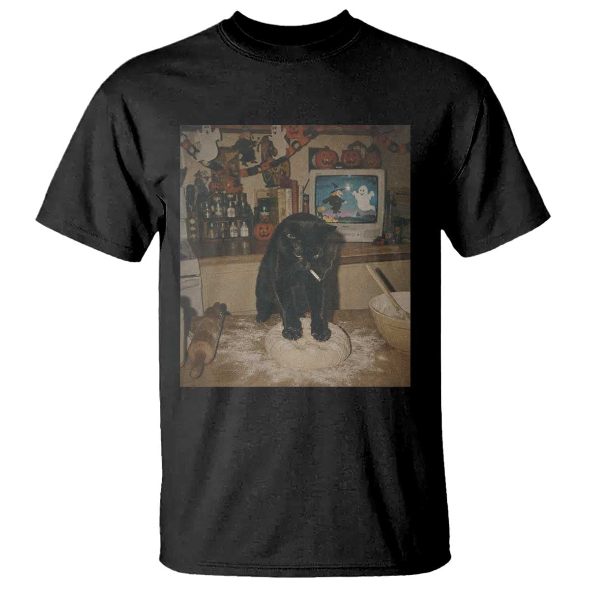 Spooky Biscuits Bakery T Shirt Funny Black Cat Halloween Gift TS14 Black Print Your Wear