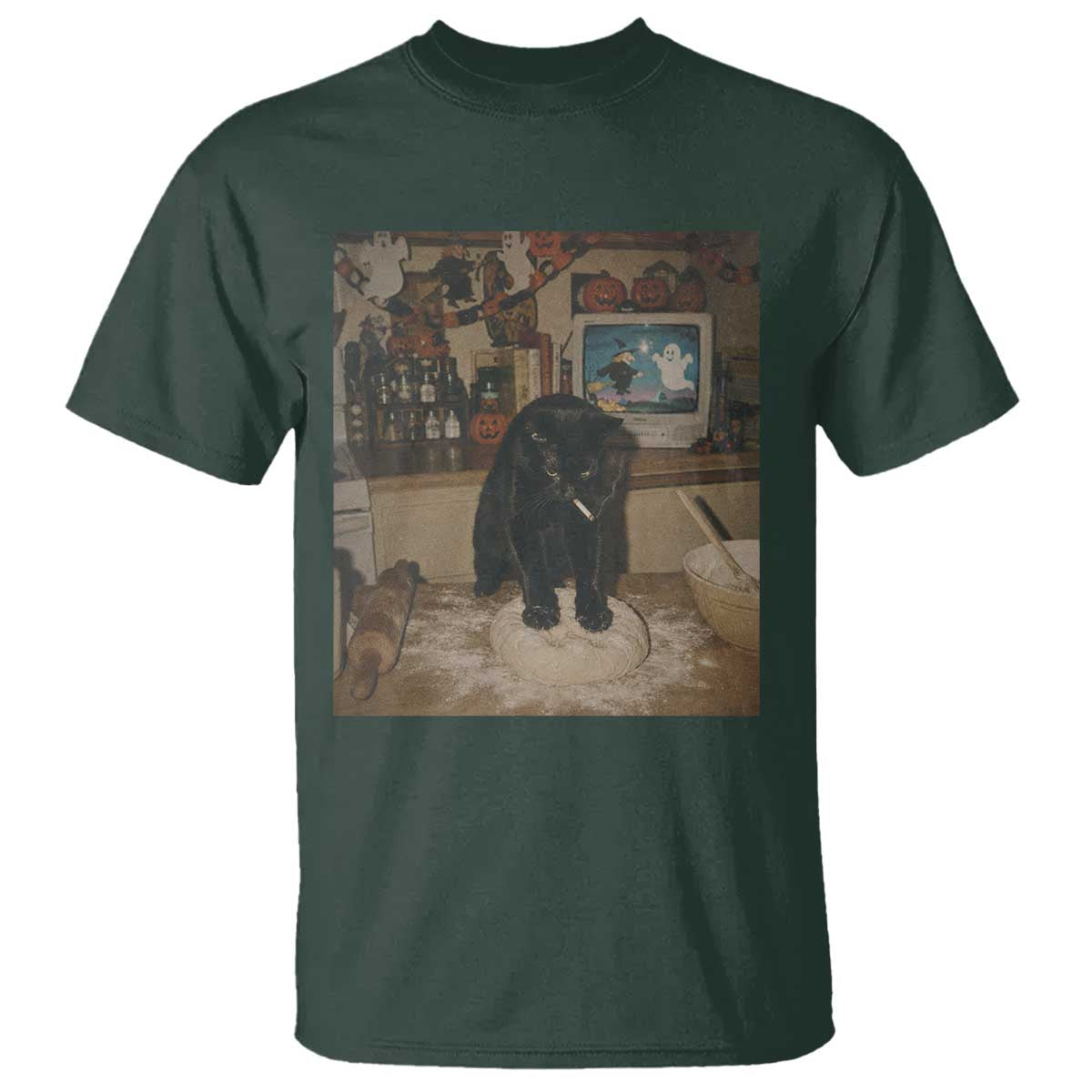Spooky Biscuits Bakery T Shirt Funny Black Cat Halloween Gift