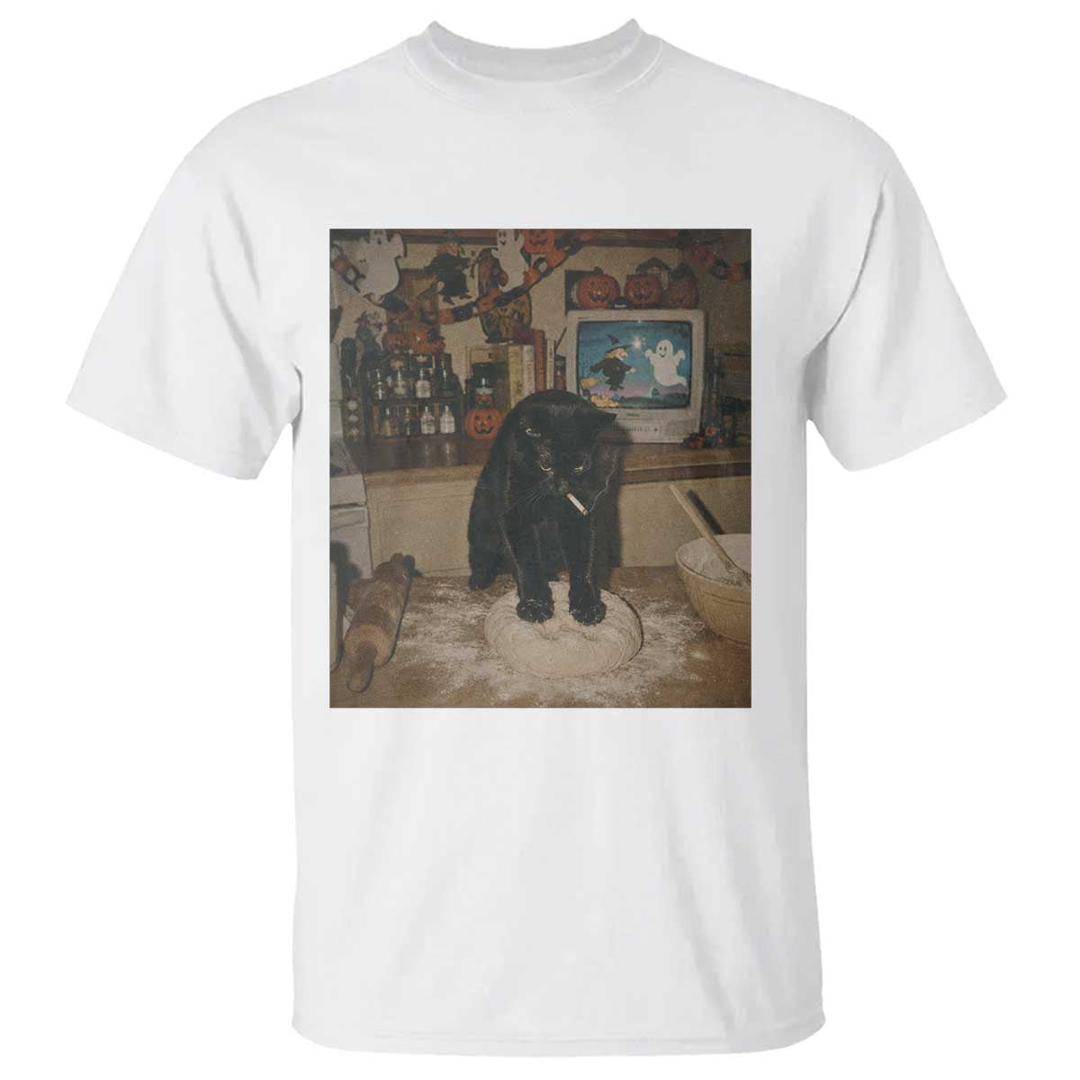 Spooky Biscuits Bakery T Shirt Funny Black Cat Halloween Gift