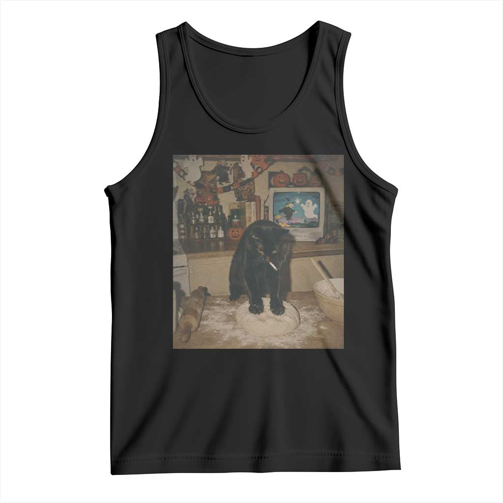 Spooky Biscuits Bakery Tank Top Funny Black Cat Halloween Gift TS14 Black Print Your Wear