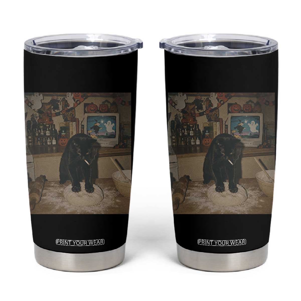 Spooky Biscuits Bakery Tumbler Cup Funny Black Cat Halloween Gift