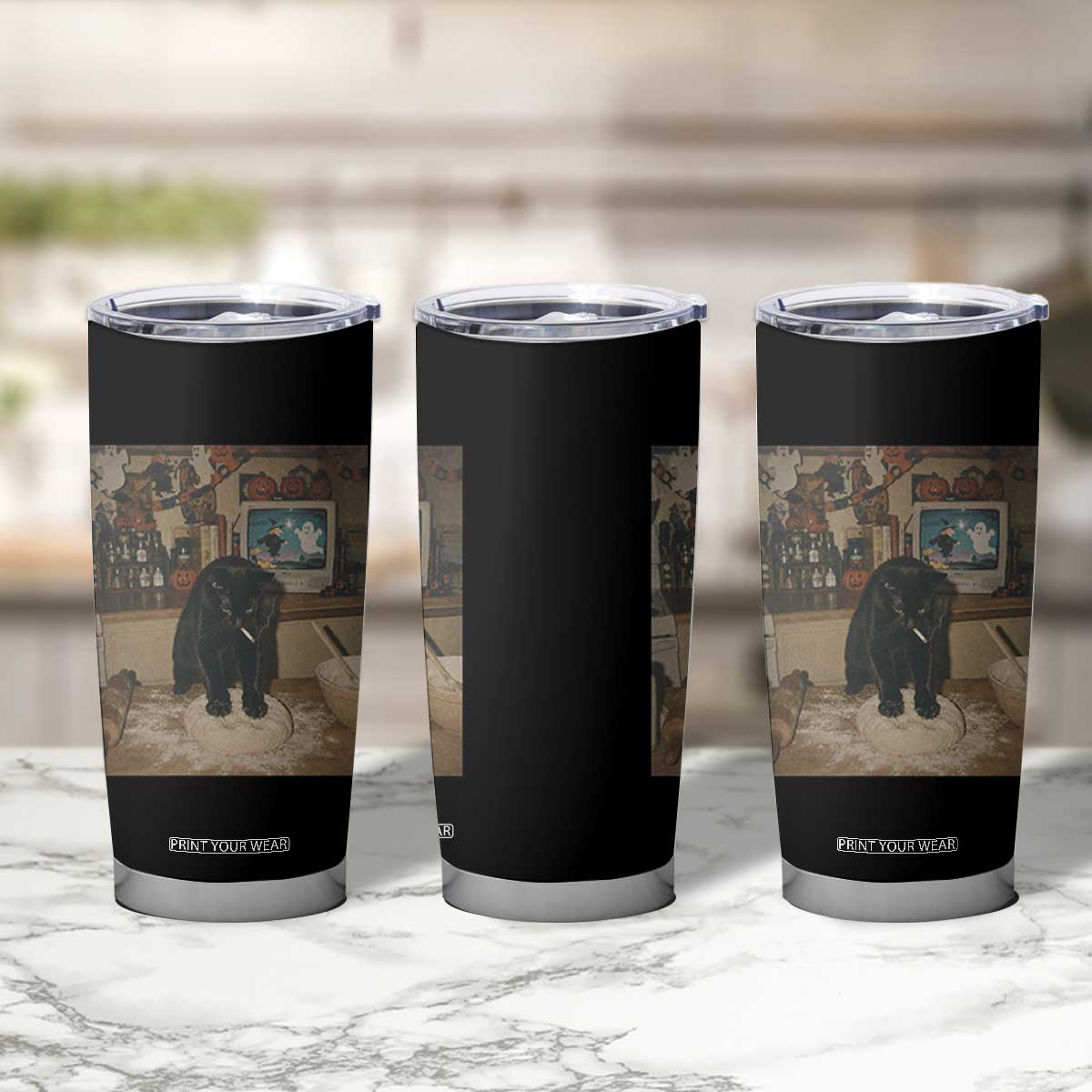 Spooky Biscuits Bakery Tumbler Cup Funny Black Cat Halloween Gift