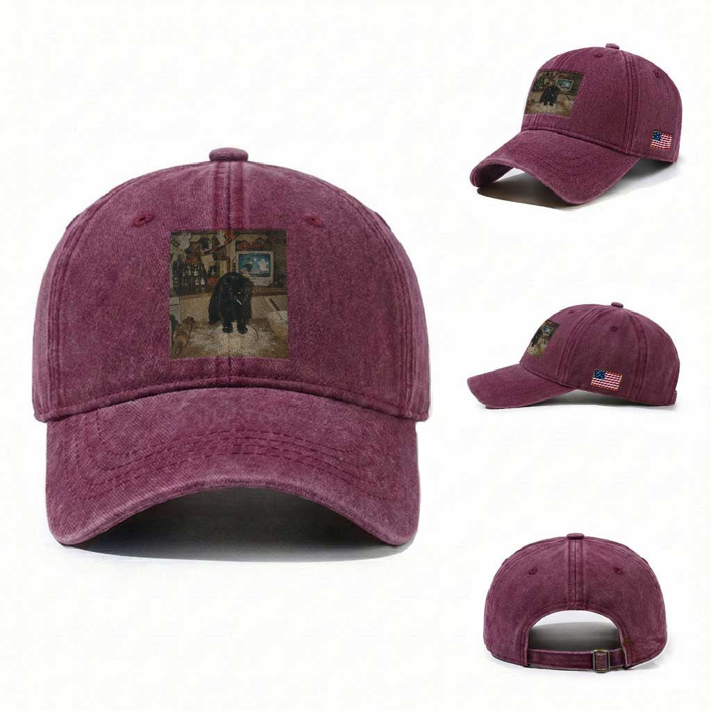Spooky Biscuits Bakery Washed Cotton Baseball Cap Funny Black Cat Halloween Gift