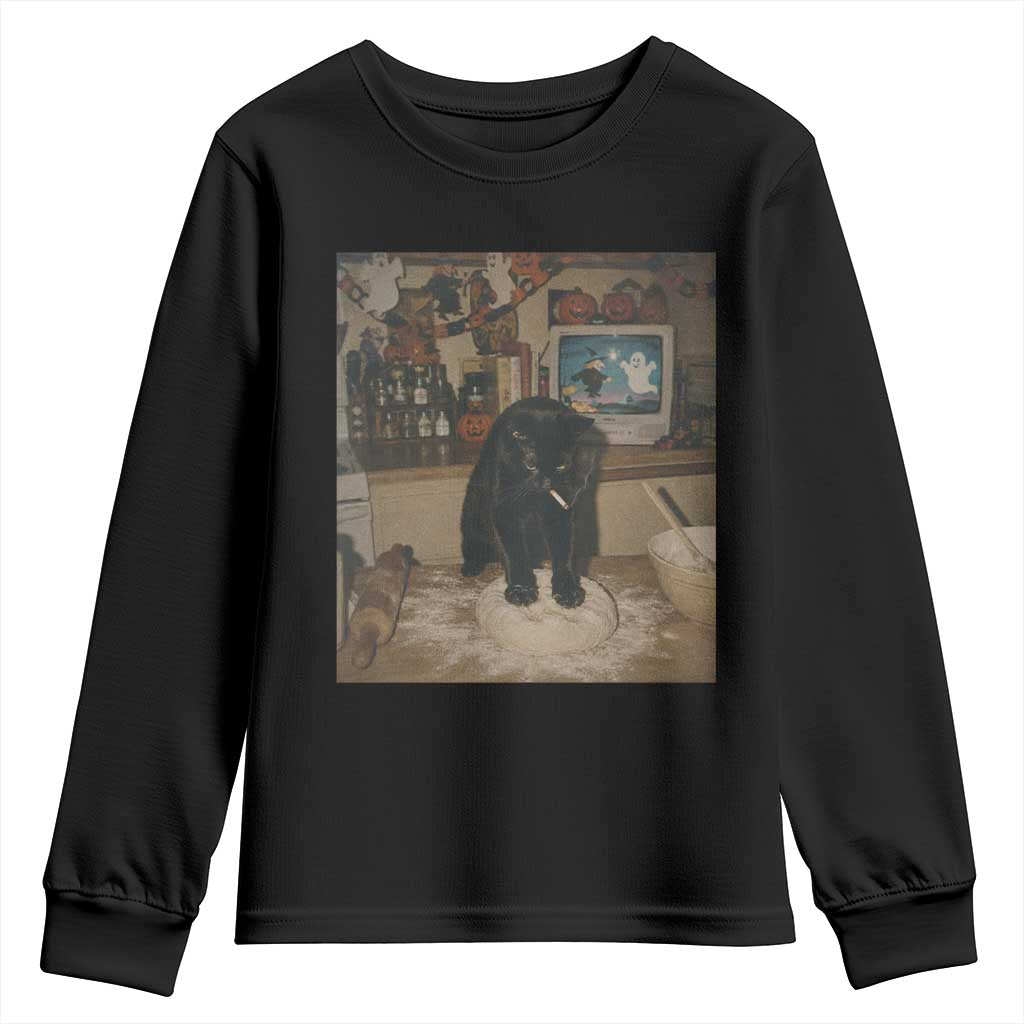 Spooky Biscuits Bakery Youth Sweatshirt Funny Black Cat Halloween Gift TS14 Black Print Your Wear