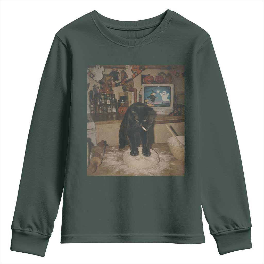 Spooky Biscuits Bakery Youth Sweatshirt Funny Black Cat Halloween Gift