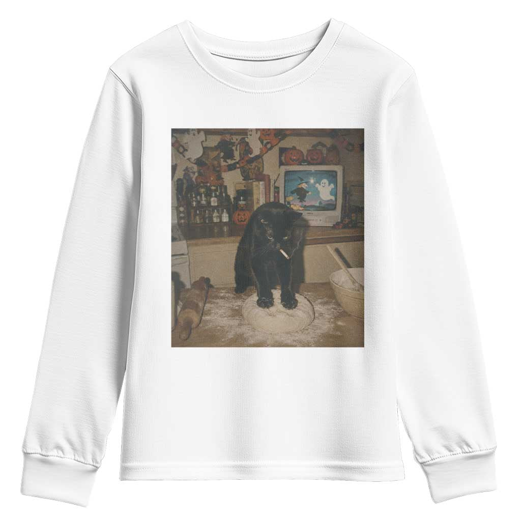 Spooky Biscuits Bakery Youth Sweatshirt Funny Black Cat Halloween Gift