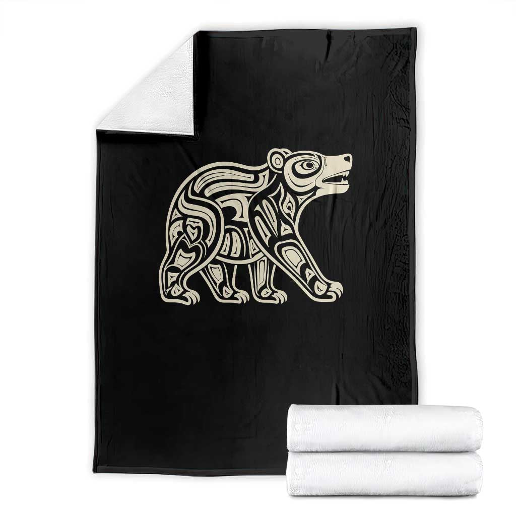 Bear Native Formline Art Salish Haida Tlingit Pacific Animal Throw Blanket TS14 Black Print Your Wear