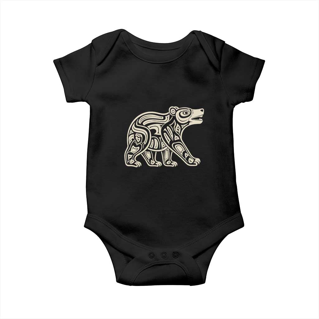 Bear Native Formline Art Salish Haida Tlingit Pacific Animal Baby Onesie TS14 Black Print Your Wear