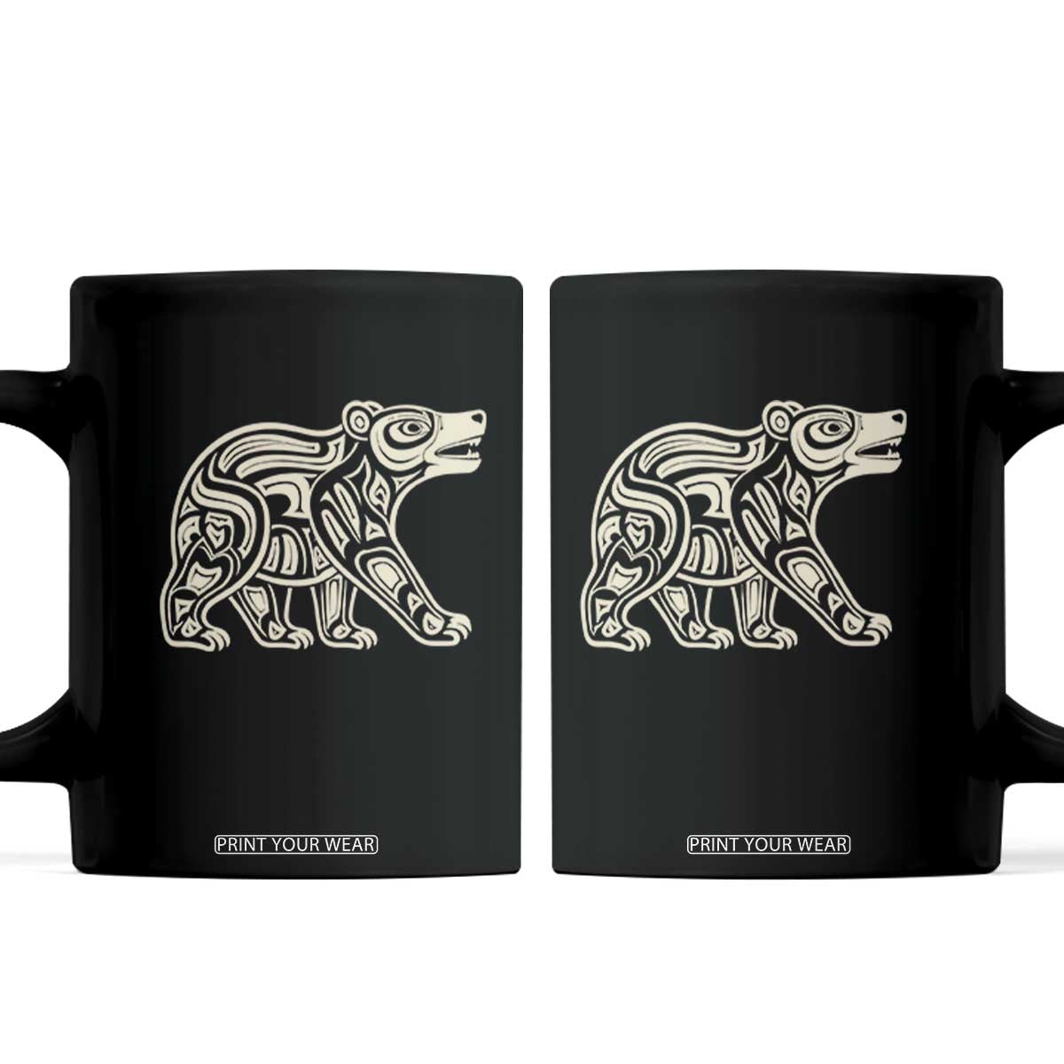 Bear Native Formline Art Salish Haida Tlingit Pacific Animal Coffee Mug TS14 Black Print Your Wear