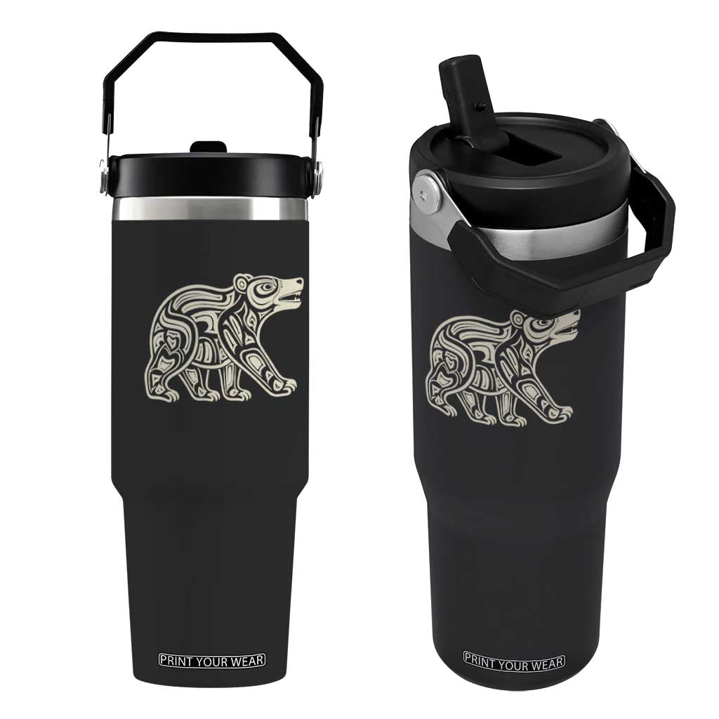 Bear Native Formline Art Salish Haida Tlingit Pacific Animal Flip Straw Tumbler
