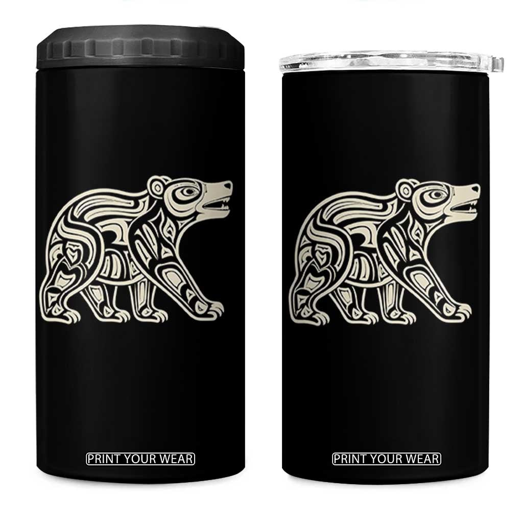 Bear Native Formline Art Salish Haida Tlingit Pacific Animal 4 in 1 Can Cooler Tumbler