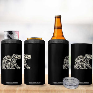 Bear Native Formline Art Salish Haida Tlingit Pacific Animal 4 in 1 Can Cooler Tumbler