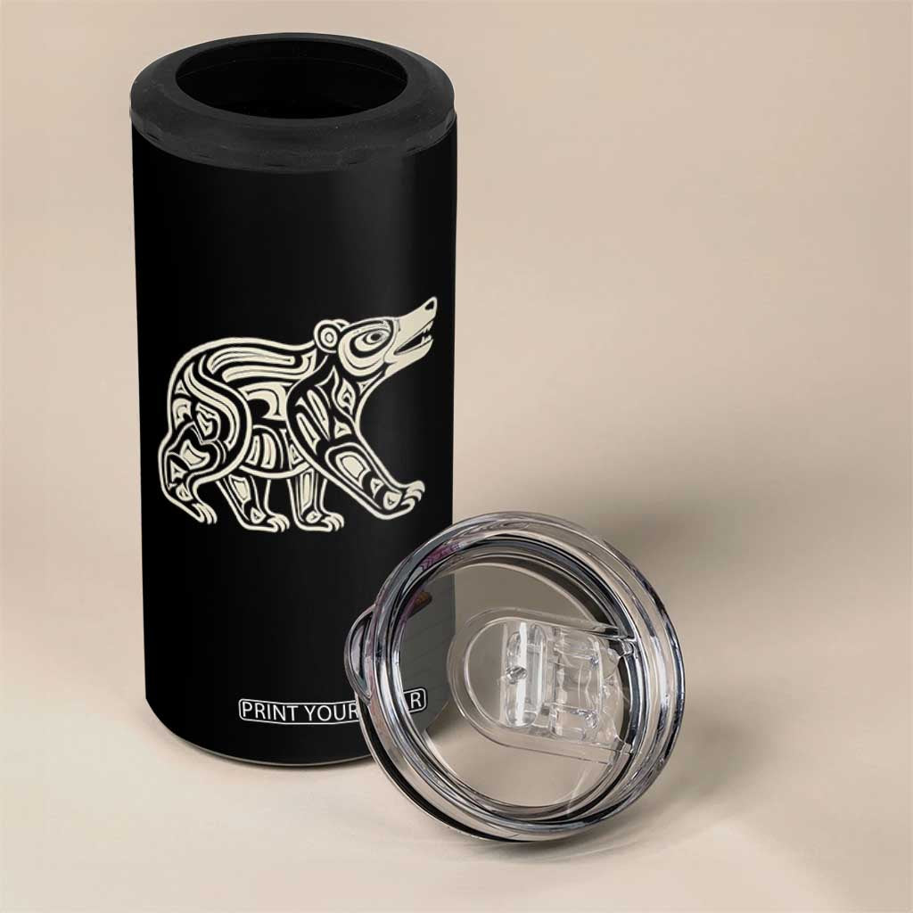 Bear Native Formline Art Salish Haida Tlingit Pacific Animal 4 in 1 Can Cooler Tumbler