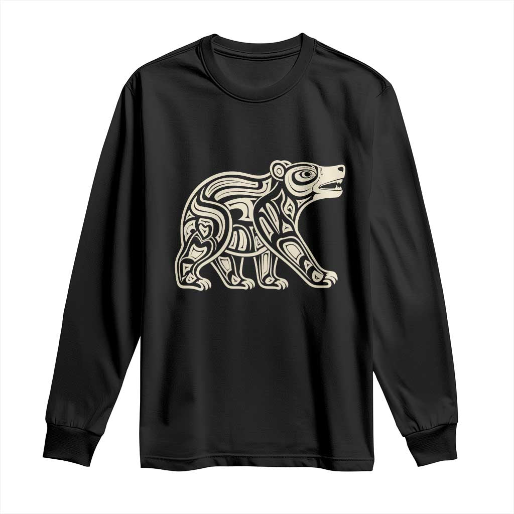 Bear Native Formline Art Salish Haida Tlingit Pacific Animal Long Sleeve Shirt TS14 Black Print Your Wear