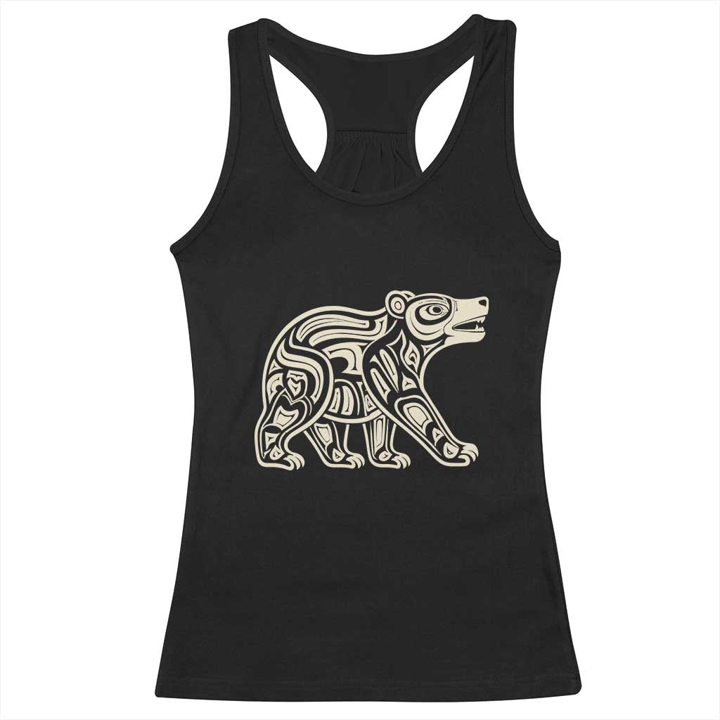 Bear Native Formline Art Salish Haida Tlingit Pacific Animal Racerback Tank Top TS14 Black Print Your Wear