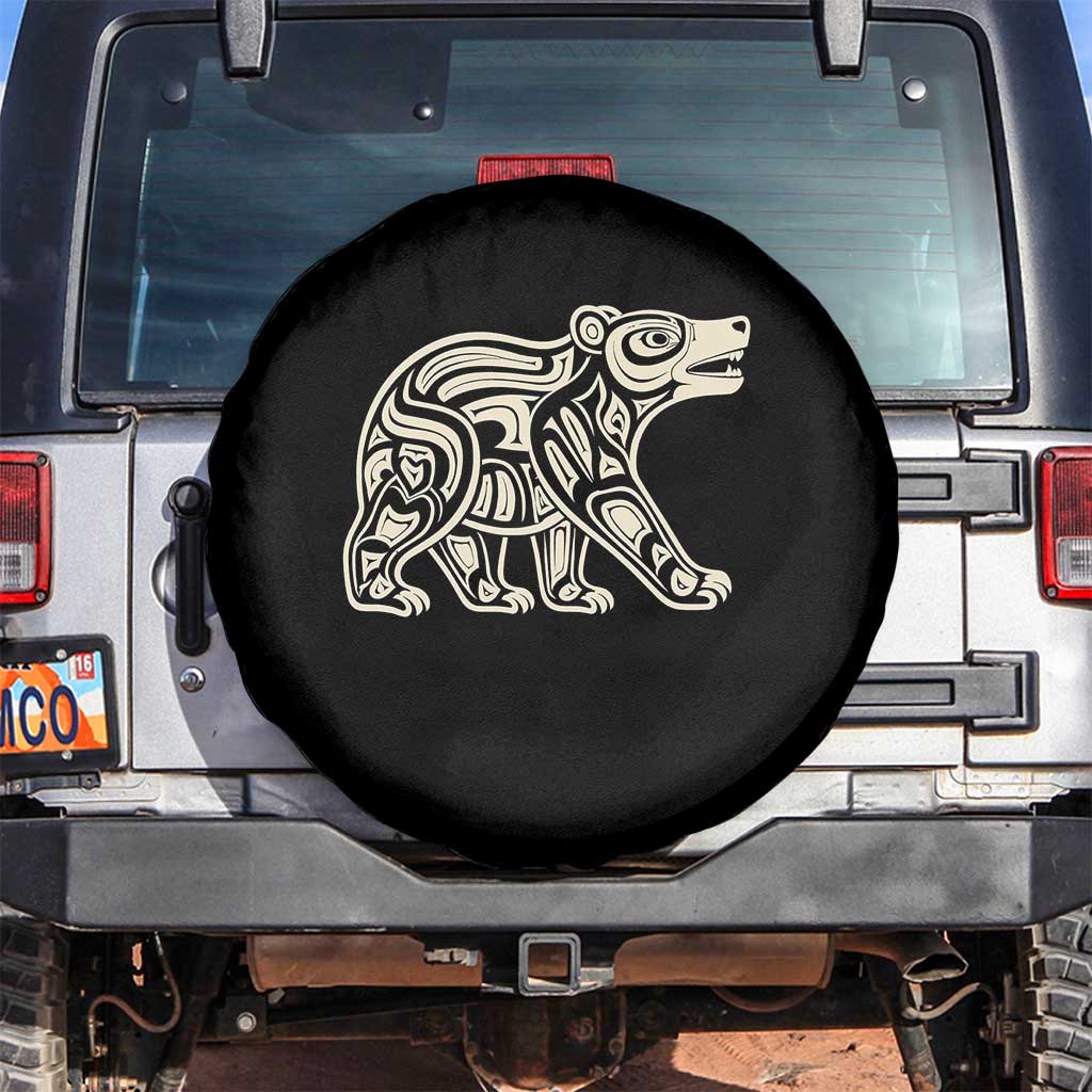 Bear Native Formline Art Salish Haida Tlingit Pacific Animal Spare Tire Cover TS14 No hole Black Print Your Wear